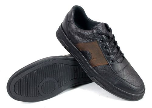 pantofi casual bărbați din piele naturală cu detaliu maro