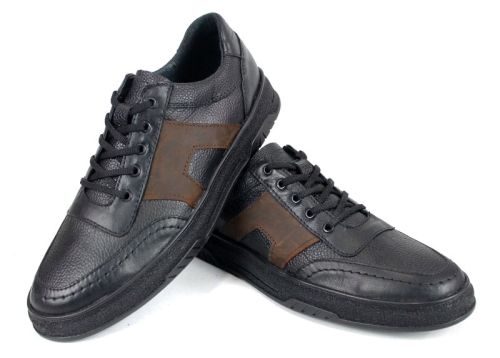 pantofi casual bărbați din piele naturală cu detaliu maro