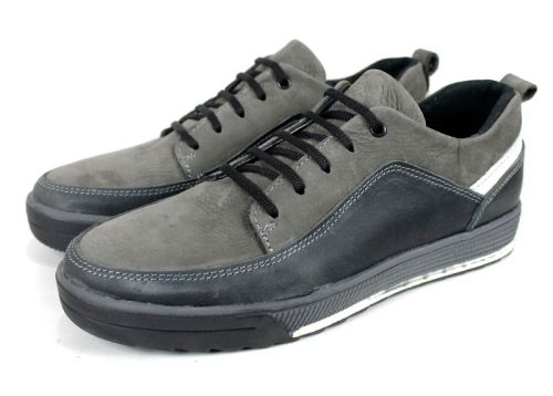 pantofi casual bărbați din piele nubuc gri și piele crazy