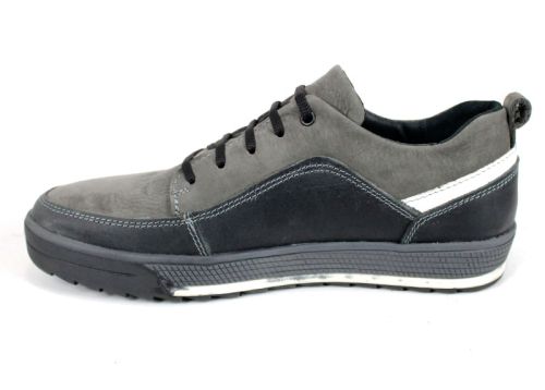 pantofi casual bărbați din piele nubuc gri și piele crazy