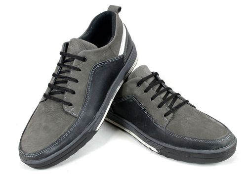 pantofi casual bărbați din piele nubuc gri și piele crazy