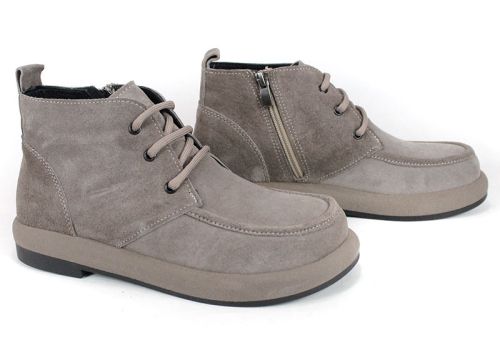 Pantofi damă Linea Velluto tip Clarks din piele întoarsă vizon, cu talpă flexibilă și design clasic