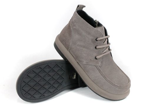 Pantofi damă Linea Velluto tip Clarks din piele întoarsă vizon, cu talpă flexibilă și design clasic