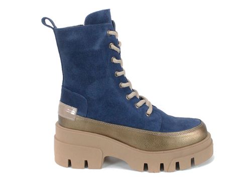 Ghete damă Luna Forte din piele naturală și piele întoarsă, cu talpă groasă și interior moale din pluș.