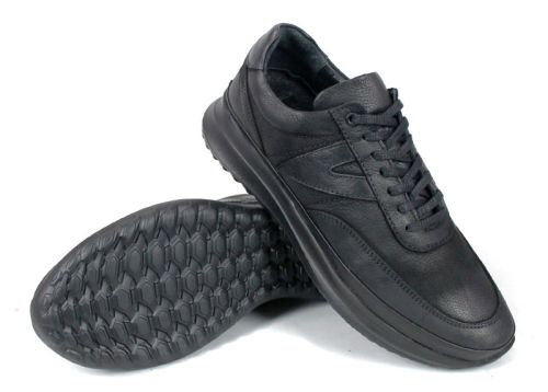 Pantofi casual bărbați Delato din piele naturală nubuc și piele neagră, cu căptușeală și branț din piele naturală.