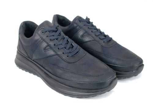 pantofi bărbați Delato din piele nabuc bleumarin