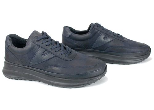 pantofi bărbați Delato din piele nabuc bleumarin