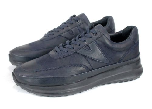 pantofi bărbați Delato din piele nabuc bleumarin