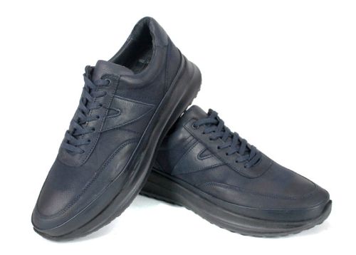 pantofi bărbați Delato din piele nabuc bleumarin