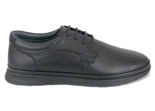 Pantofi bărbătești Chefo din nabuc și piele naturală, culoare neagră, cu șireturi