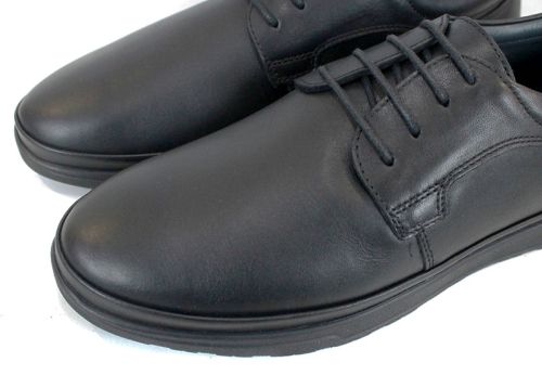 Pantofi bărbătești Chefo din nabuc și piele naturală, culoare neagră, cu șireturi