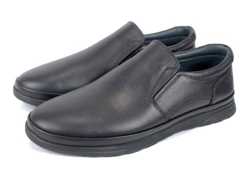 Pantofi bărbătești Cefo fără șireturi, din piele naturală neagră