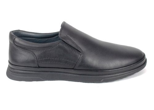 Pantofi bărbătești Cefo fără șireturi, din piele naturală neagră