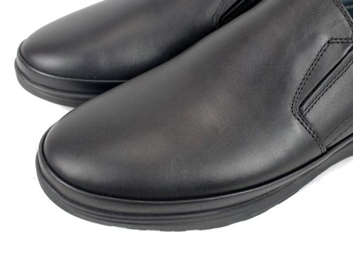 Pantofi bărbătești Cefo fără șireturi, din piele naturală neagră