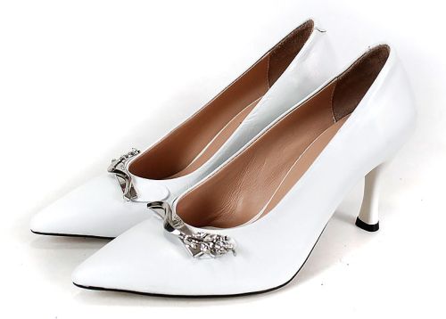 Pantofi eleganți Luxe Éternelle piele albă – vedere frontală
