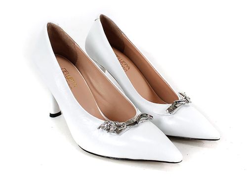 Pantofi eleganți Luxe Éternelle piele albă – vedere frontală