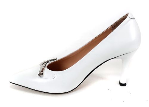 Pantofi eleganți Luxe Éternelle piele albă – vedere frontală