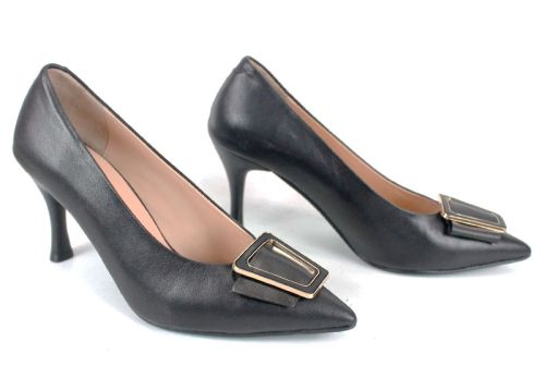 Eleganza Viva Black Edition – pantofi eleganți damă din piele naturală și velur
