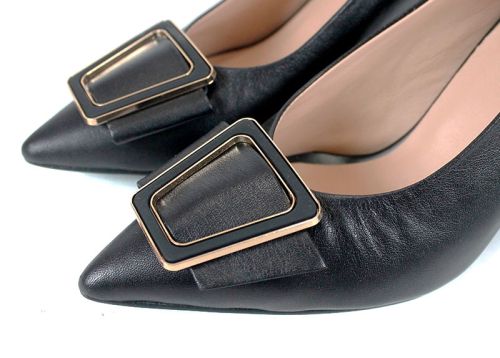 Eleganza Viva Black Edition – pantofi eleganți damă din piele naturală și velur