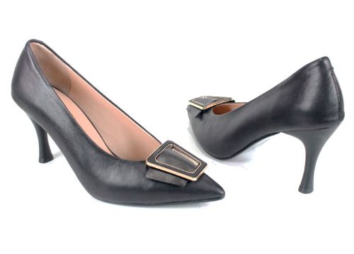 Eleganza Viva Black Edition – pantofi eleganți damă din piele naturală și velur