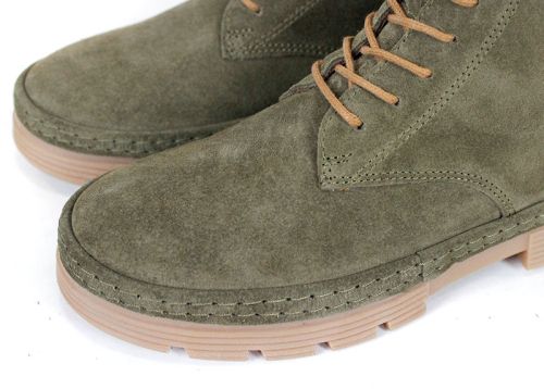 Pantofi tip clarks Verde Road – piele velur verde, talpă cusută