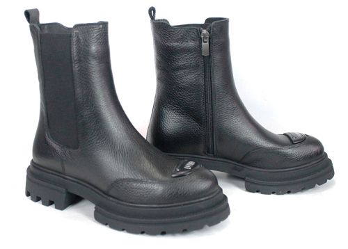 Sombra – Ghete Chelsea damă din piele naturală, negre