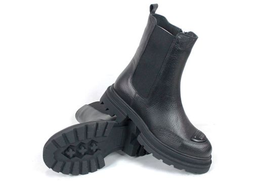 Sombra – Ghete Chelsea damă din piele naturală, negre