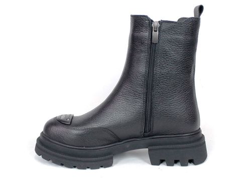 Sombra – Ghete Chelsea damă din piele naturală, negre