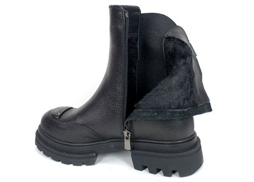 Sombra – Ghete Chelsea damă din piele naturală, negre