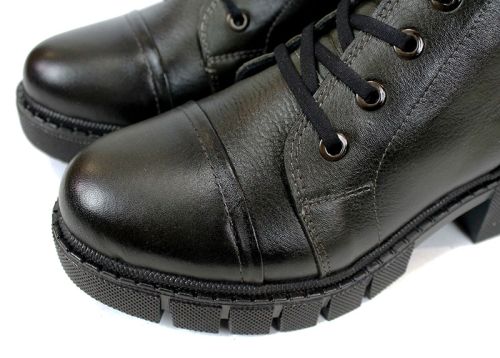 Cizme joase de dama din piele naturala de culoare verde inchis - Model Julie