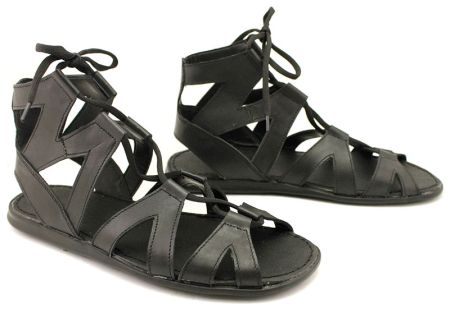 Мъжки сандали "римлянки" от естествена кожа в черно - модел Цезар.