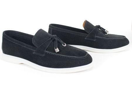 Mocasini barbatesti din piele intoarsa naturala de culoare neagra - model Oasis