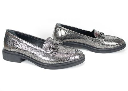 Mocasini eleganti de dama din piele naturala in nuanta platinata - confort si stil intr-un design sofisticat - modelul Golden Aura