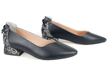 Pantofi formali dama din piele naturala neagra – eleganta cu o brosa spectaculoasa | Model Eleganza