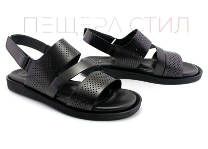 Sandale pentru bărbați din piele naturală de culoare neagră, model Oliver