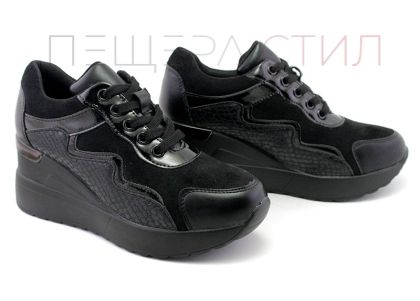 Pantofi sport de damă cu platformă în negru, model 137.