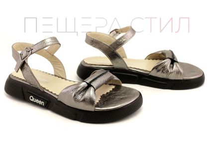 Sandale de dama din piele naturala in platina model Athena.