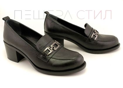 Pantofi casual dama cu toc in negru - Model Verona.