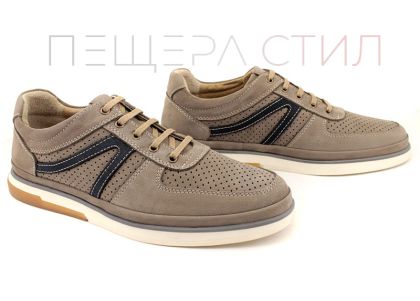 Pantofi casual de vara barbatesti din nubuc natural de culoare gri - Model Hidalgo.