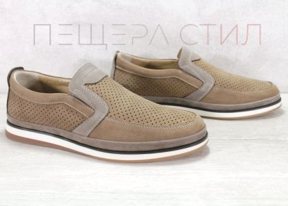 Pantofi casual de vara barbatesti din nubuc natural in visoneno - Model Pierre