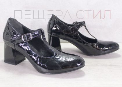 Pantofi formali dama din lac natural Noir Elegance - Model Isabella