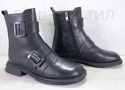 Chic Comfort - Cizme casual cu bretele pentru damă, în negru