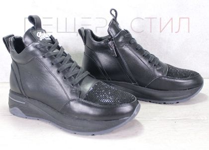 Cizme casual de damă în negru - Model Sparkle Glide