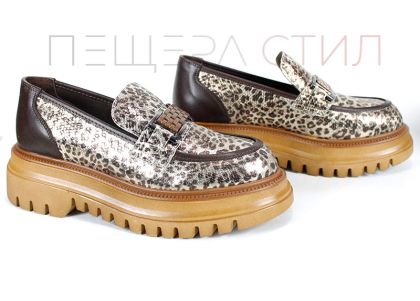 Stella Urbano - Mocasini de dama super trendy cu imprimeu spectaculos in aur