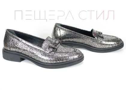 Mocasini eleganti de dama din piele naturala in nuanta platinata - confort si stil intr-un design sofisticat - modelul Golden Aura