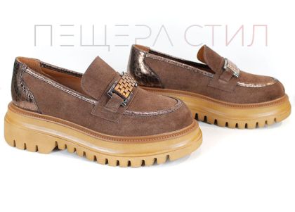 Stella Urbano - Mocasini de dama super moderni din piele intoarsa naturala de culoare maro