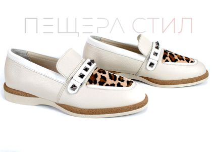 Pantofi casual dama din piele naturala alb - model Luna