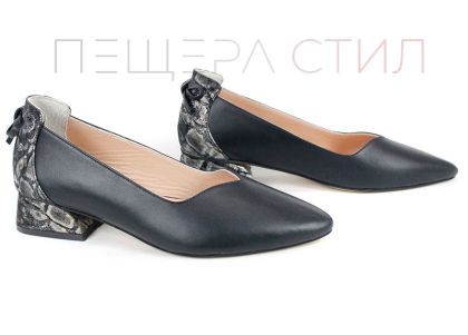 Pantofi formali dama din piele naturala neagra – eleganta cu o brosa spectaculoasa | Model Eleganza