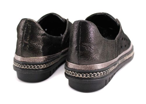 Pantofi de damă din piele naturală negru M-306 CH