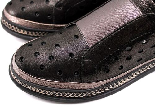 Pantofi de damă din piele naturală negru M-306 CH